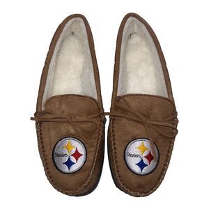 Foco Moccasin Slippers Men's Medium 9-10 Pittsburgh Steelers Faux Suede Fleece